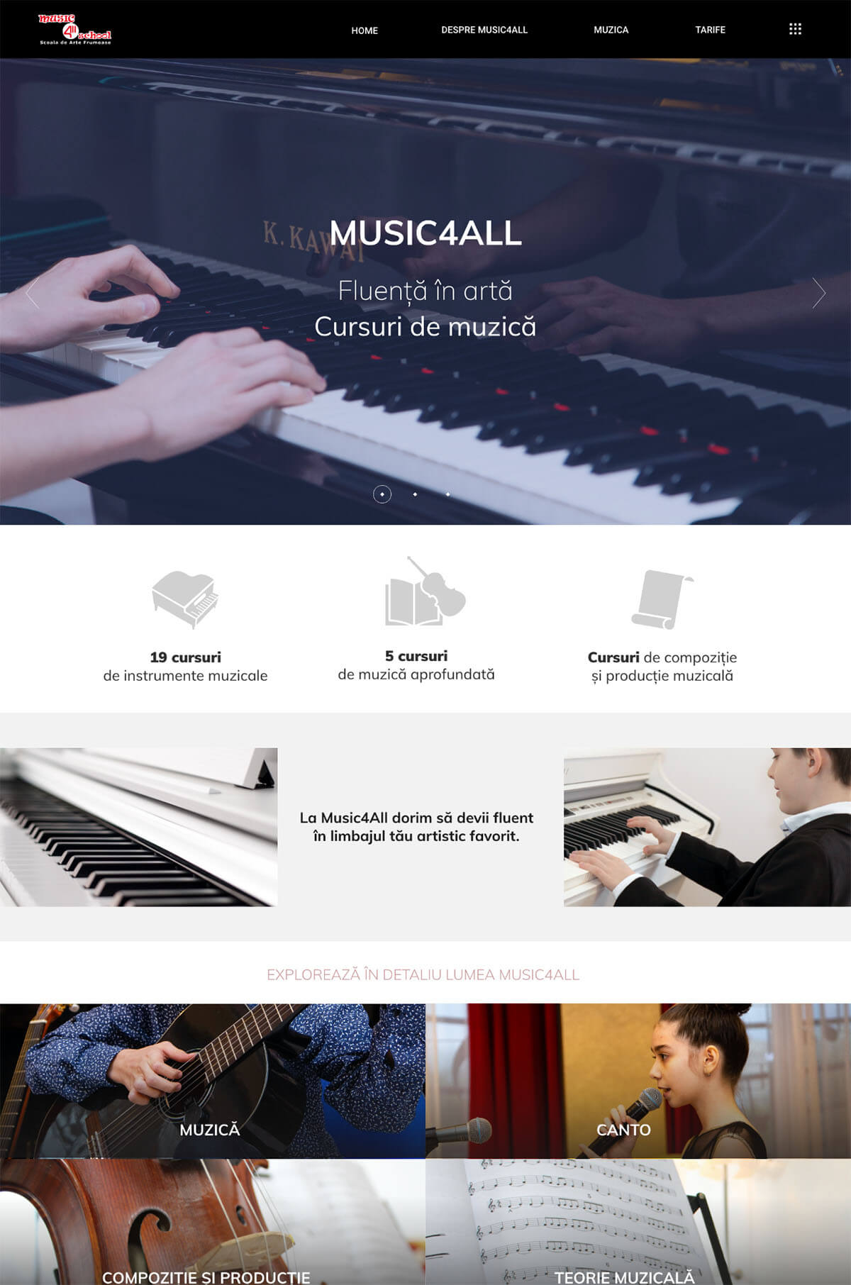 client music4all website content design development 2 min